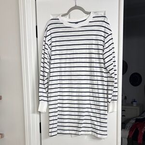 Old Navy- Navy and White Striped Long Sleeve Dress